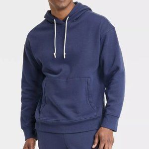 Men's Cotton Fleece Hooded Sweatshirt - All In Motion Navy Blue Large